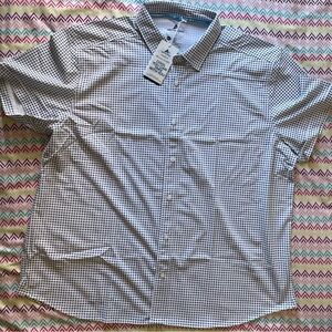 Men's White and Blue Shirt